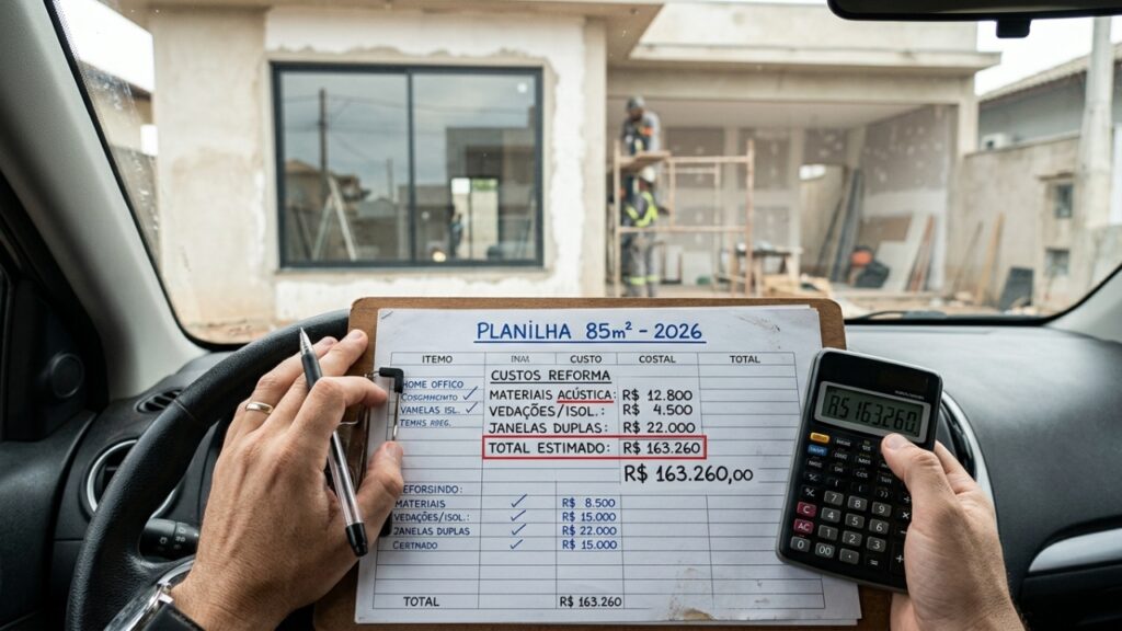 Quanto custa construir uma casa de 85 m² em 2026 com um escritório isolado para profissionais em home office