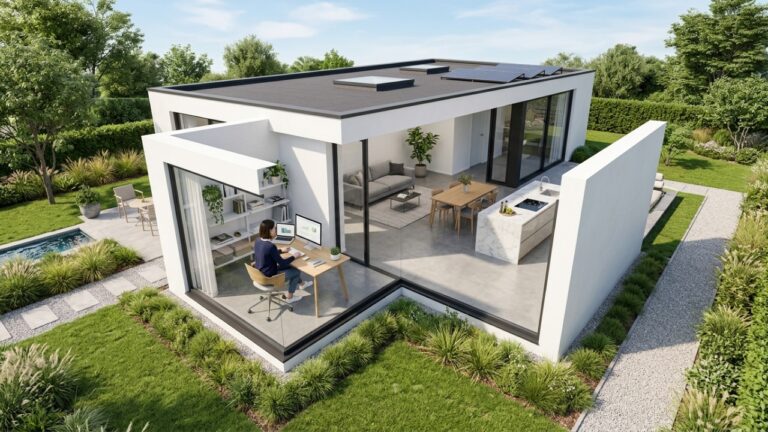 Quanto custa construir uma casa de 85 m² em 2026 com um escritório isolado para profissionais em home office